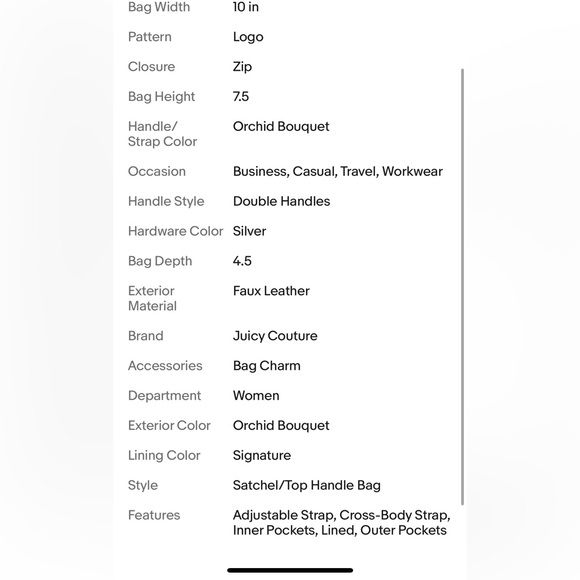 Juicy By Juicy Couture Monogrammed chain my Heart satchel Orchid Bouquet - Picture 10 of 10